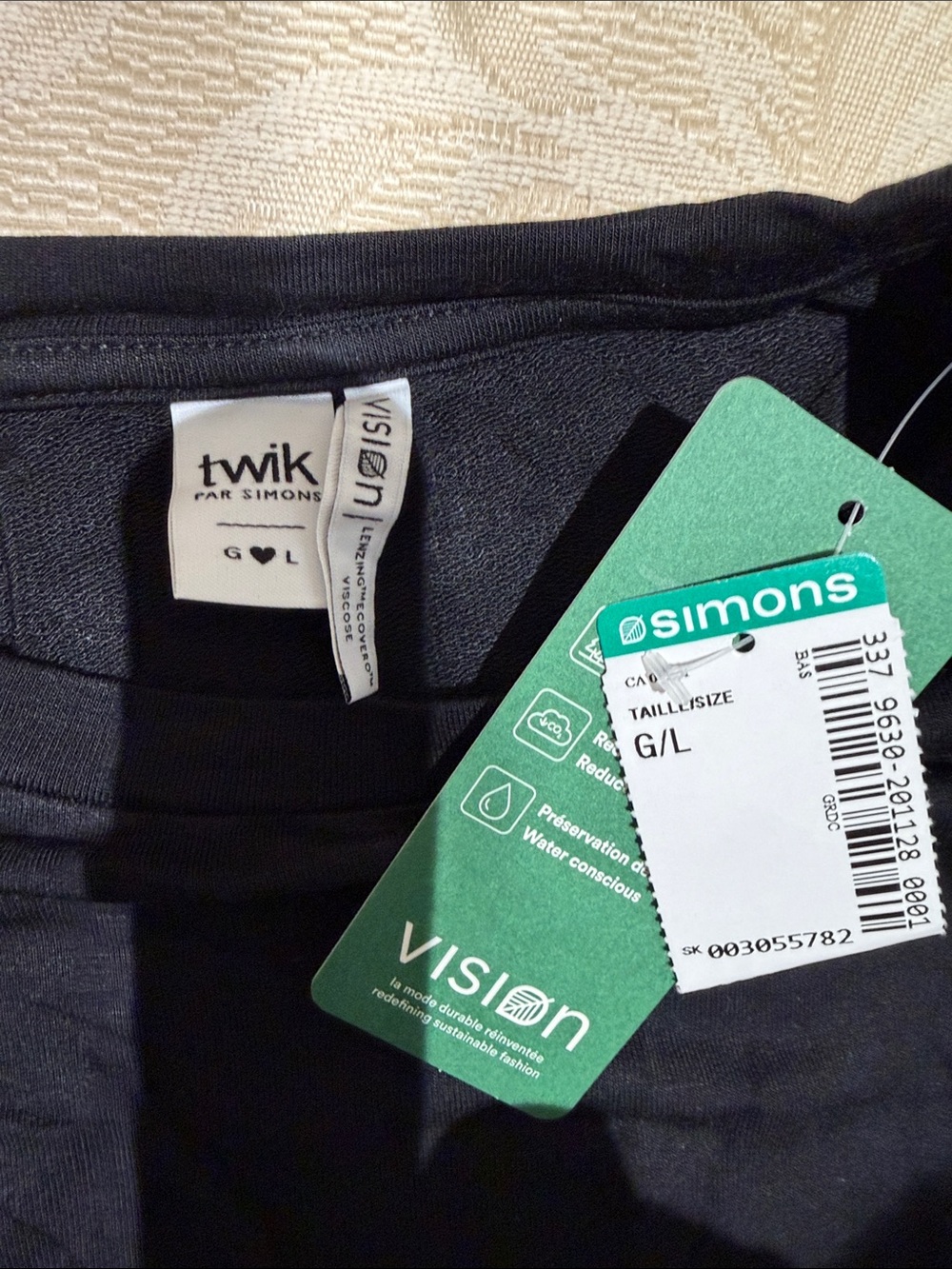 twik Black Crew Neck Top with Simons Tag